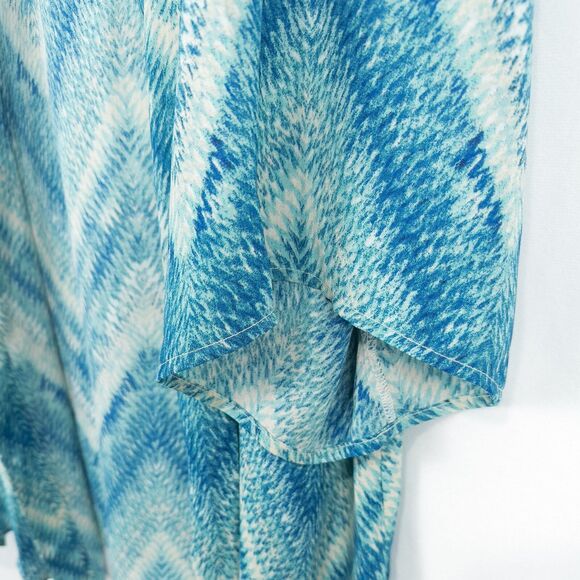 Catherines Lightweight Chiffon Open Cardigan Womens 1X Blue Aqua Beach Summer - Picture 7 of 16